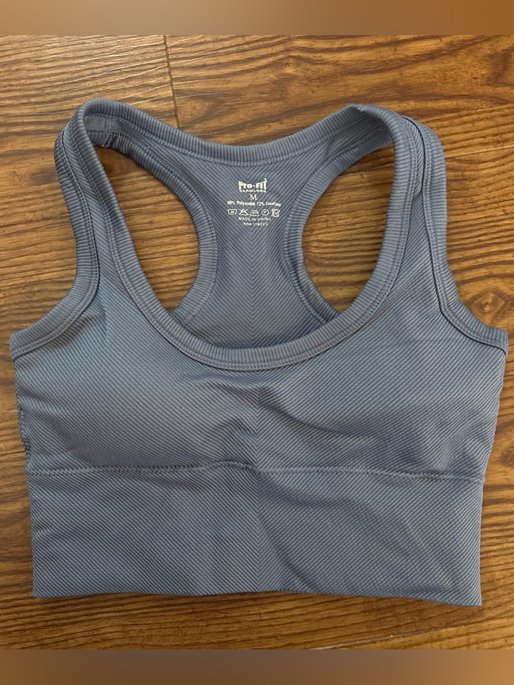 Pro-Fit Women's Ribbed Racerback Sports Bra in Slate Blue